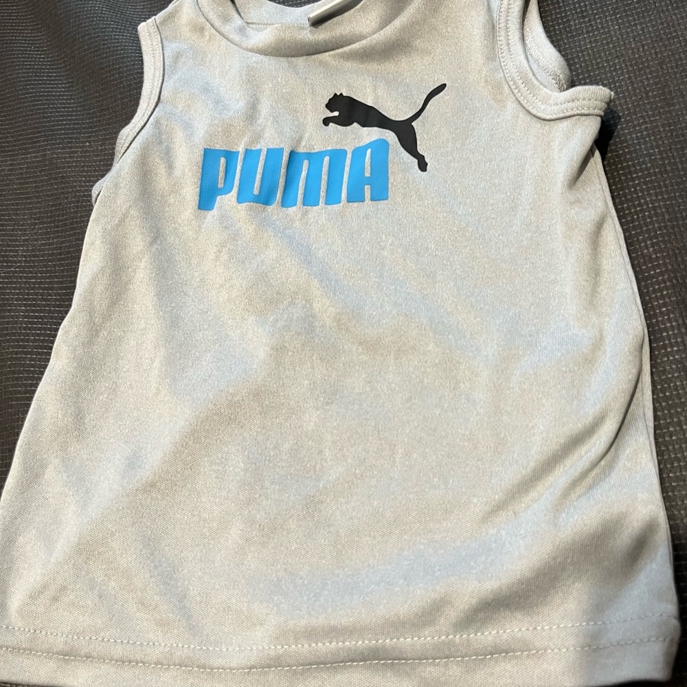 Puma Kids Light Gray Tank Top with Blue Logo